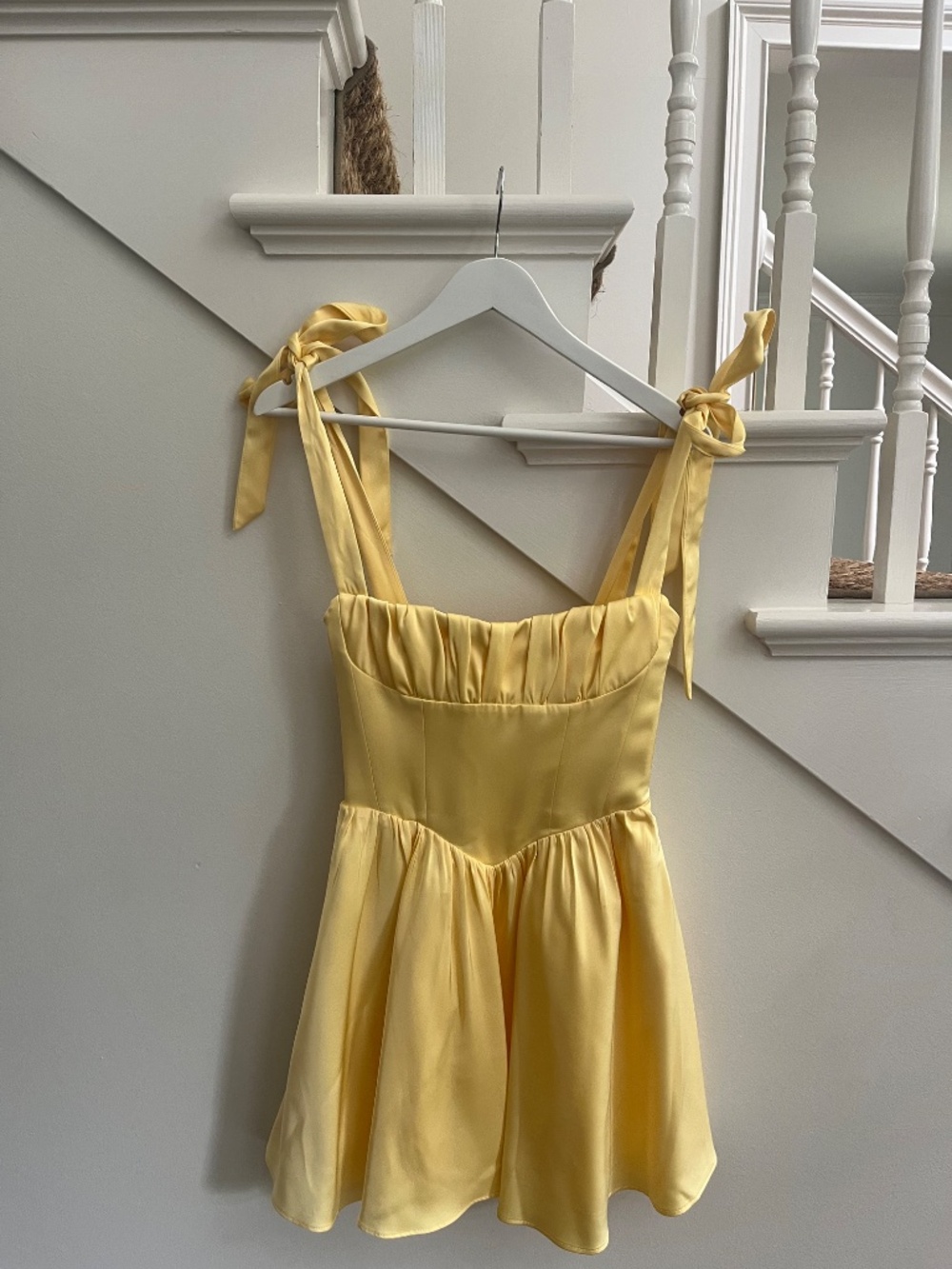 Oh Polly Bellamy Draped Corset Mini Dress Lemon Sherbert - Picture 2 of 4